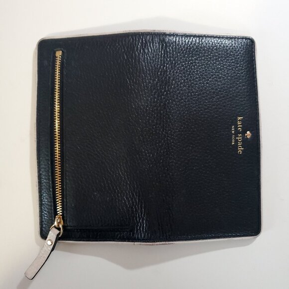 Kate Spade Black Pebbled Leather Wallet with White Trim - Picture 8 of 9